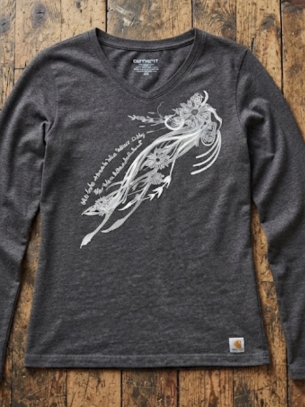 Carhartt Dark Gray Floral Graphic Long Sleeve Tee